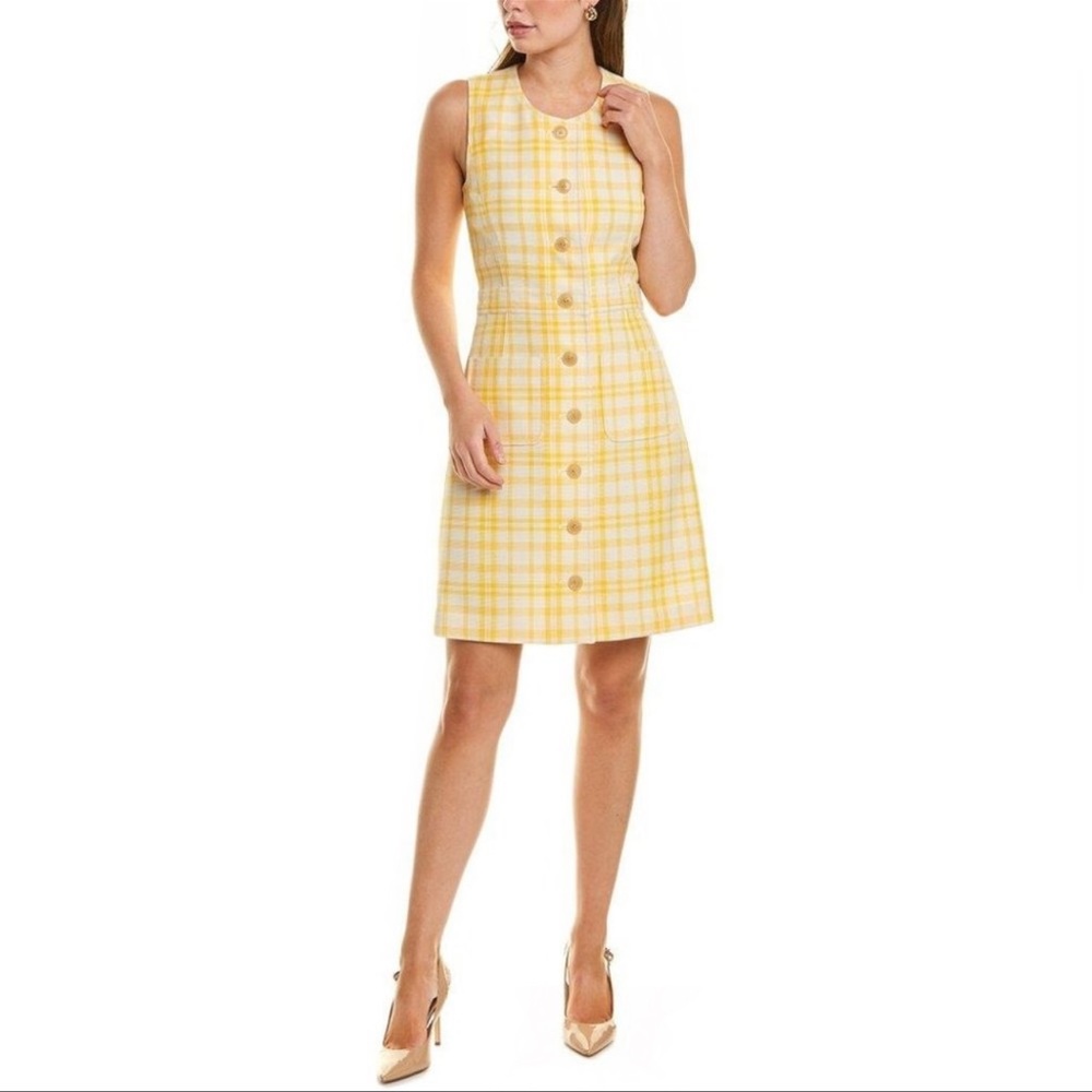 Tory Burch Plaid Print Jacquard Shift Dress size 8 new with tags
